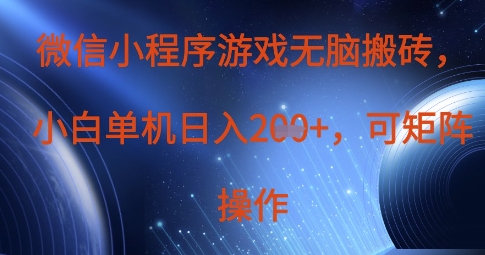 微信小程序游戏无脑搬砖，单设备日入2张+，可矩阵操作-项目网站