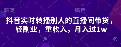 抖音实时转播别人的直播间带货，轻副业，重收入，月入过1w-项目网站
