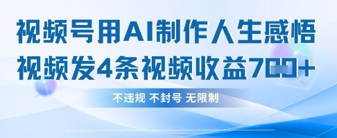 用AI做人生感悟视频，4条视频当天收益782-项目网站