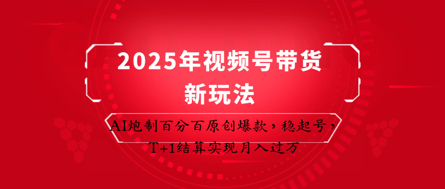 2025年视频号带货新玩法：AI炮制百分百原创爆款，稳起号，T+1结算实现月入过万-项目网站