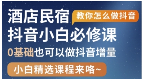 抖音本地生活酒店民宿运营，0基础也可以做抖音增量-项目网站