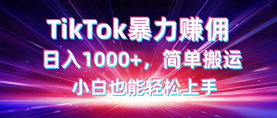 TikTok搬运暴力赚佣，日入1000+，简单搬运，小白也能轻松上手-项目网站