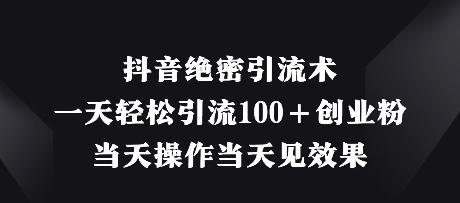 抖音绝密引流术，一天轻松引流100+创业粉，当天操作当天见效果-项目网站