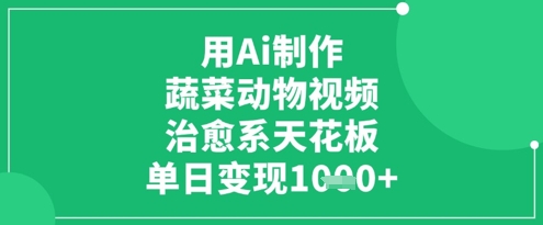 用Ai制作蔬菜动物视频，治愈系天花板，单日变现1k-项目网站