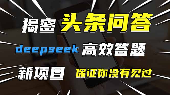 头条问答，刚出的新玩法！保证你没见过！用DeepSeek去高效答题，一个账…-项目网站