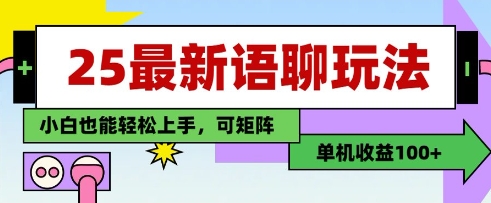 25年最新语聊玩法，纯手工，单机收益100+，小白也能轻松上手，可矩阵操作-项目网站