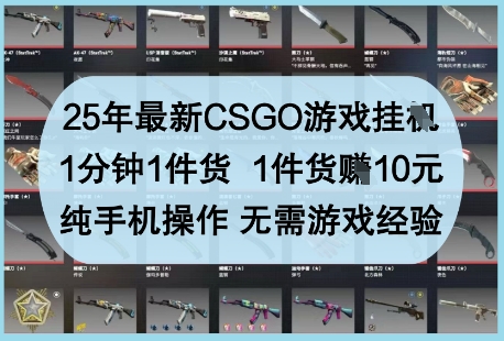 25年最新CSGO游戏挂G，1分钟1件货，1件货挣10元，纯手机操作，无需游戏经验【揭秘】-项目网站