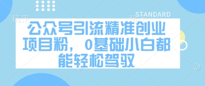 公众号引流精准创业项目粉，0基础小白都能轻松驾驭-项目网站