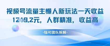 视频号流量主懒人新玩法，一天收益1k，人群精准收益高-项目网站
