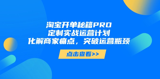 淘宝开单秘籍PRO，定制实战运营计划，化解商家痛点，突破运营瓶颈-项目网站