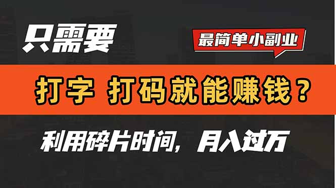 只需要打字，打码，就能赚钱？简单的赚钱小副业，利用碎片时间，月入过万-项目网站