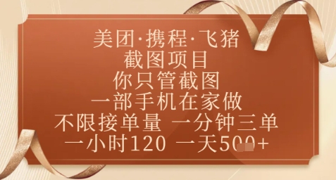 飞猪美团截图项目，你只管截图，一部手机在家做，正规平台无套路，一天5张+【揭秘】-项目网站