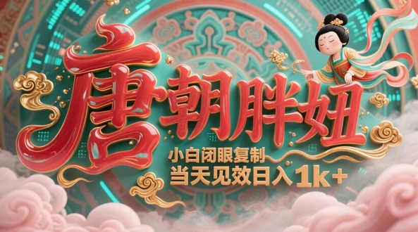 用AI克隆“唐朝胖妞”日更3条，平台疯狂推流，小白闭眼复制，当天见效，日入1k+-项目网站
