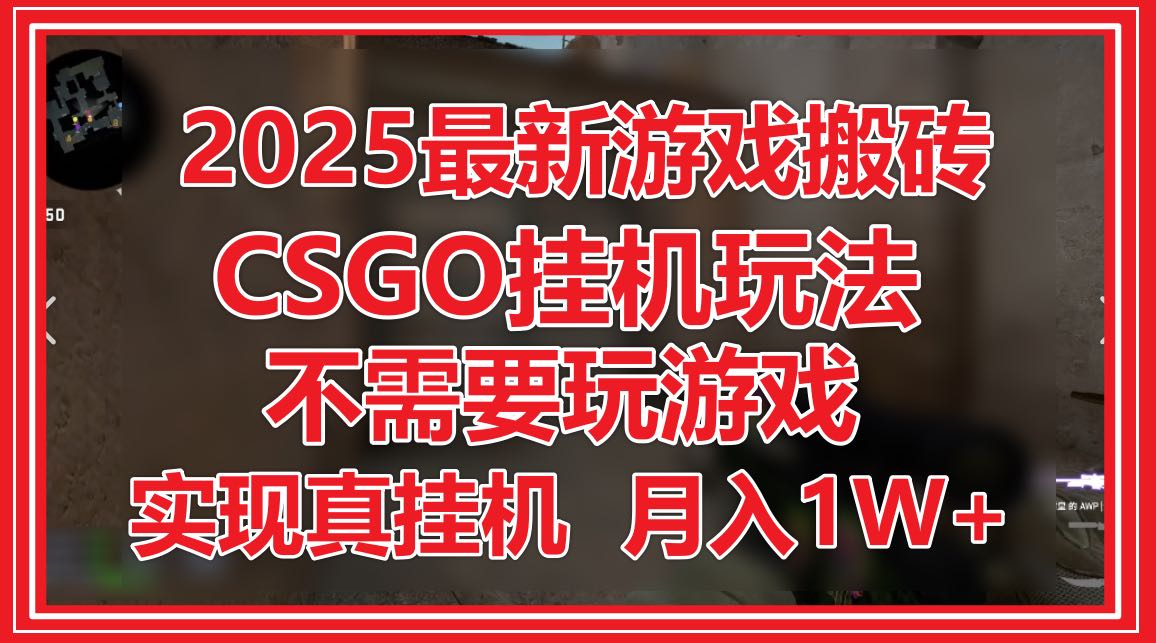 2025最新游戏搬砖，CSGO挂机，不需要玩游戏，实现真挂机，月入1W+-项目网站