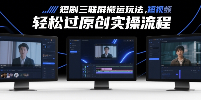 短剧三联屏搬运玩法，短剧搬运轻松过原创实操流程-项目网站