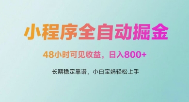 微信小程序全自动掘金，48小时可见收益，日入多张，长期稳定靠谱，小白宝妈轻松上手【揭秘】-项目网站
