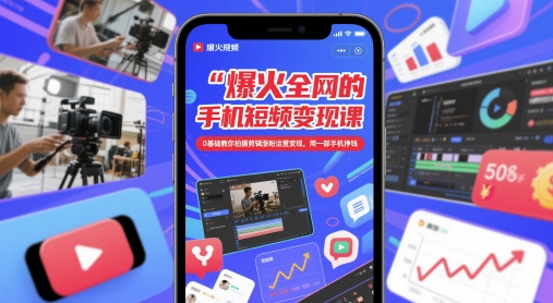 爆火全网的手机短视频变现课，0基础教你拍摄剪辑涨粉运营变现，用一部手机挣钱-项目网站