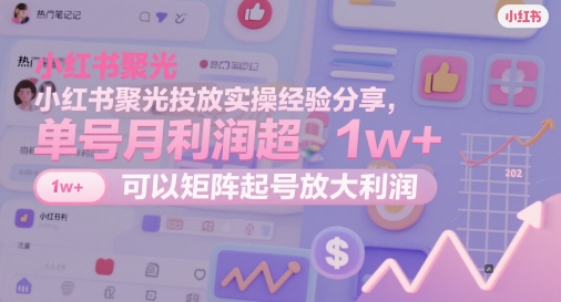 小红书聚光投放实操经验分享，单号月利润超1w+，可以矩阵起号放大利润-项目网站