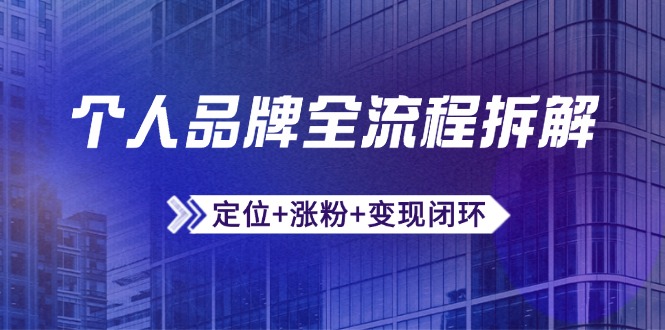 个人品牌全流程拆解：定位+涨粉+变现闭环，微信生态运营与资源整合-项目网站