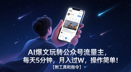AI爆文玩转公众号流量主，每天5分钟，月入过W，操作简单！【附工具和指令】-项目网站