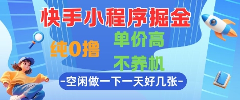 快手小程序掘金，纯0撸，单价高不养机 利用空闲时间做一做，一天好几张【揭秘】-项目网站