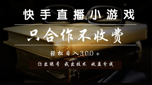 快手直播小游戏，只合作不收费，你出账号我出技术， 分润模式【揭秘】-项目网站