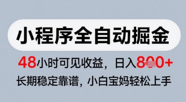 微信小程序全自动掘金，快速见收益，长期稳定靠谱，零基础友好，日入8张【揭秘】-项目网站