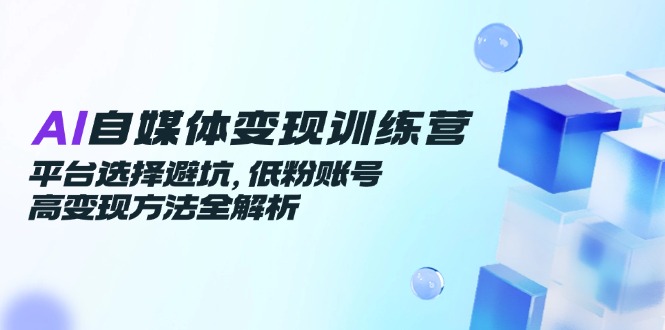 AI自媒体变现训练营，平台选择避坑，低粉账号高变现方法全解析-项目网站