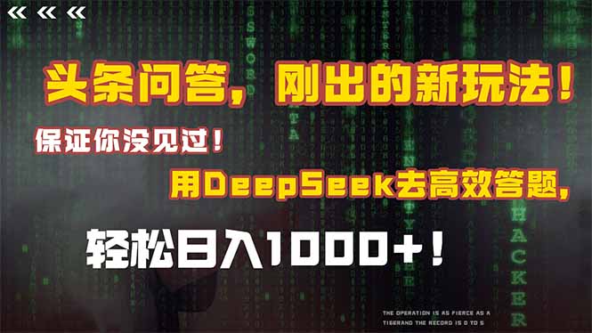 头条问答，刚出的新玩法！保证你没见过！结合Deepseek高效答题，轻松日…-项目网站