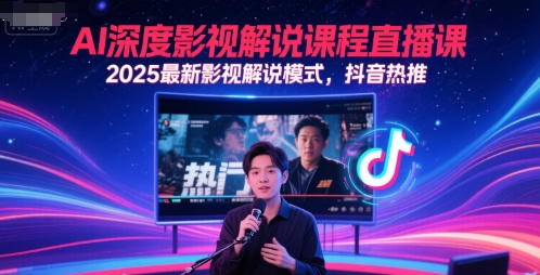 AI深度影视解说课程直播课，2025最新影视解说模式，抖音热推-项目网站