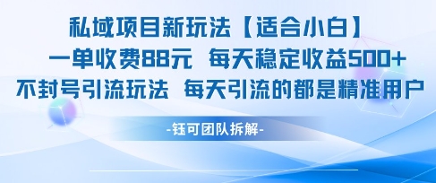 私域项目新玩法【适合小白】 一单收费88.每天稳定收益几张-项目网站