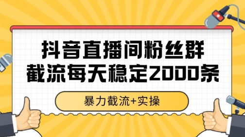 抖音直播间粉丝群暴力截流，一台电脑每天稳定2000条数据【揭秘】-项目网站