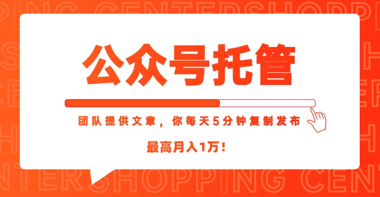 【公众号托管 】我提供文章，你每天５分钟复制发布，最高月入1W-项目网站