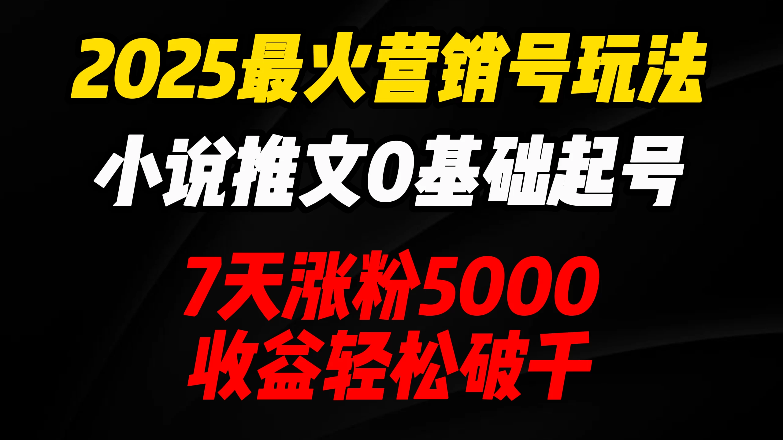 2025最火营销号玩法：小说推文0基础起号，7天涨粉5000，收益轻松破千！-项目网站