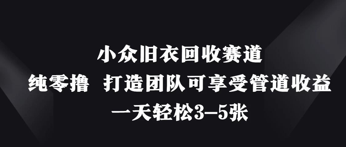 小众旧衣回收赛道，纯零撸 打造团队可享受管道收益，一天轻松3-5张-项目网站