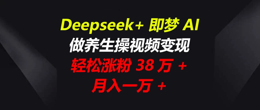 Deepseek+即梦AI，做养生操视频变现，轻松涨粉38万+，月入一万+-项目网站