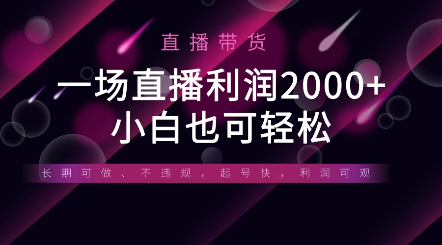 《半无人直播带货，一场利润2000+，适合所有平台玩法，小白也可轻松玩转》-项目网站