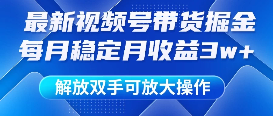 最新视频号带货掘金项目，每月稳定月收益3w+，解放双手，可放大操作-项目网站